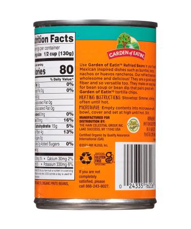 Garden of Eatin' Organic Fat-Free Traditional Refried Beans 16 oz - Pack of 12 | 1 Pound - Fat-Free and Delicious - Buy Online on GoSupps.com