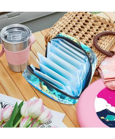 Eco-Friendly Menstruation Pad Bag with Zipper | Stylish Napkin & Tampon Organizer for Women & Girls - Sea Turtle Design - Buy Online on GoSupps.com