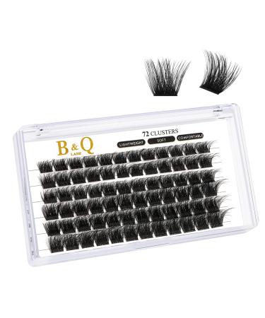 Cluster Lashes D Curl 12mm 72 Clusters B&Q Lash Clusters Individual Lashes Volume Eyelash Clusters DIY Lash Extensions Soft Wispy Cluster Eyelash Extensions DIY at Home (B30 D-12mm) D-12 mm B 30