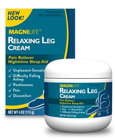MagniLife Relaxing Leg Cream, Deep Penetrating Topical for Pain and Restless Leg Syndrome Relief, Naturally Soothe Cramping, Discomfort, and Tossing with Lavender and Magnesium - 4oz 4oz Jar