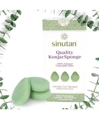 SINUTAN Konjac Face Sponge 100% Natural Green Tea Konjac Sponge for Exfoliation and Deep Pore Cleansing Ecological Sponges Gift Idea Loofah Green-red-black Puff