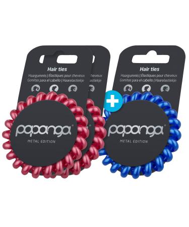 Original Papanga Spiral Hair Ties 2+1 Value Pack Metal Edition Size: Big Colors: 2 x Royal Metallic + 1 x Metallic Ocean