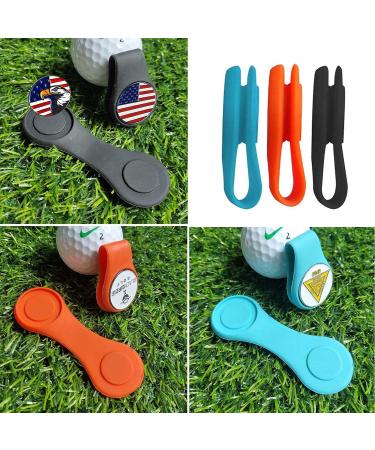 FINGER TEN Golf Ball Marker Hat Clip Magnetic Set - 6 Silicone Hat Clip (Black&Blue&Orange) - Durable & Removable - Value Pack (3, 6, 9, 12) - Attaches Easily to Hats, Caps, Belt - Silver - Buy Online on GoSupps.com