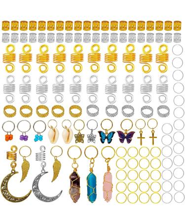Handmade Wire Wrapped Crystal Loc Jewelry Set - 128 Pieces for Dreadlocks, Braids, and Twists | Butterfly Hair Rings, Charms, and Cuffs for Women, Men, and Girls - Buy Online on GoSupps.com