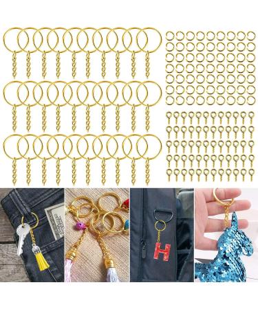PAXCOO Keychain Rings for Crafts - 100Pcs Gold Split Key Rings, Jump Rings & Screw Eye Pins Kit for Resin Keychain Making - Buy Online on GoSupps.com