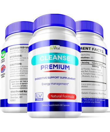 (3 Pack) Bevital Cleanse Premium Capsules - Official BevitalCleanse Premium Advanced Supplement Healthy Digestion Support 180 Capsulas for 3 Months - Buy Online on GoSupps.com