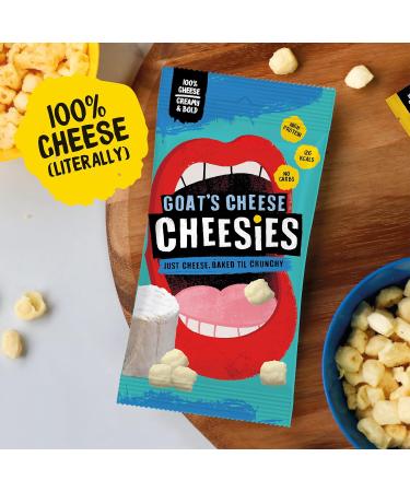 CHEESIES Goat's Cheese Snack | Crunchy Keto Friendly | 100% Cheese | Sugar Free Gluten Free | High Protein Vegetarian | 12 x 20g Bags - Buy Online on GoSupps.com