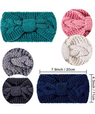 Whaline 6 Pieces Knit Headbands Winter Ear Warmers Twisted Elastic Turban Head Wraps with Bow Knot Hair Band Accessories Hair Scrunchies Scarves for Women Girls (Blue Pink Colors) - Buy Online on GoSupps.com
