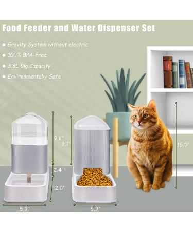 2-Pack Automatic Pet Feeders & Water Dispensers - 1 Gallon Capacity for Cats, Dogs, Puppies & Kittens - Gray - Buy Online on GoSupps.com
