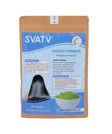 SVATV Natural Indigo Powder (Indigofera Tinctoria) for Black & Natural Hair Care | Promote Hair Growth | Increases Hair Thickness | ayurvedic powders Hair Products - 227g 8oz