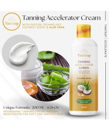 Peptide Tanning Accelerator Lotion 200ml | Melanin Activating Peptides | Aloe Vera | Coconut Scent | For Outdoor and Tanning Bed Use | Tantrap - Buy Online on GoSupps.com