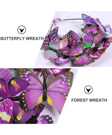 Beaupretty Butterfly Headband - Adjustable Floral Garland Wreath for Weddings & Photos | White & Purple Hair Crown - Buy Online on GoSupps.com