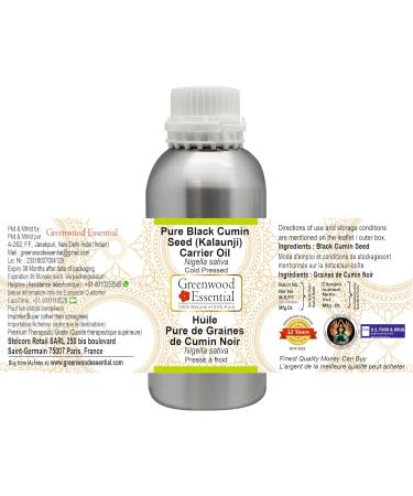 Greenwood Essential Natural Cumin Seeds Carrier Oil (Nigella Sativa) - Therapeutic Quality Cold-Pressed 300ml (10.1 oz) - International Shipping Available - Buy Online on GoSupps.com