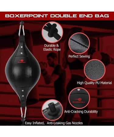 Boxerpoint Double End Punching Bag Kit | Adjustable Cords, Hand Wraps, Carry Bag | Boxing Equipment for Home and Gym - Buy Online on GoSupps.com