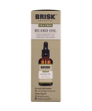 Brisk Grooming Tea Tree Beard Oil - Fast-Absorbing Natural Oil Blend for Soft Healthy Beards - 1.7 oz with Dropper - Buy Online on GoSupps.com