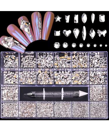 DIY Nail Art Rhinestones 13 Styles Shiny Glass Jewels Diamonds for Nail Decoration Make-up Phone Decor Nail DIY Glass Decoration with Rhinestone Picker