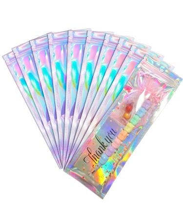 Resealable Foil Pouch Bag 100 PCS  Great for Party Favor Food Storage (Holographic Color, 2.7 x 8.6 Inch) 2.4x9 Inch