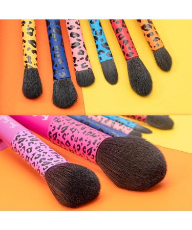 SHE HAS 8-Piece Colorful Makeup Brush Set for Beginners - Premium Synthetic Brushes for Face, Powder, Blush, Contour, Concealer, Eyeshadow - Leopard Print Design - Buy Online on GoSupps.com