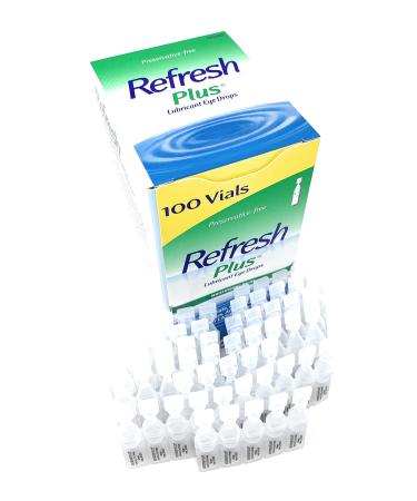 Allergan Refresh Plus Lubricant Eye Drops Single-Use Vials, Clear, (100 Count (Pack of 1))