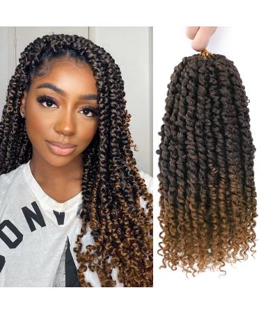 8 Packs Ombre Brown Pre-Looped Passion Twists Braiding Synthetic Hair Pre-Twisted Passion Twist Hair 12 Inch Short Passion Twist Crochet Hair for Women Crochet Passion Twist Hair Extensions (12inch T30) 12 Inch (Pack ...