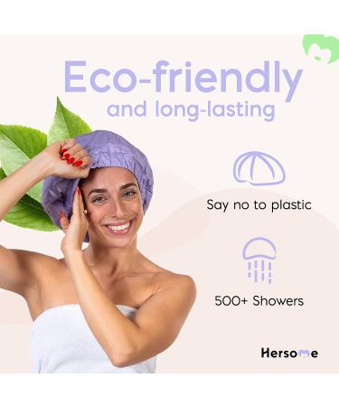 Premium Lilac Shower Cap for Women | Reusable & Waterproof | Ideal for Long Hair, Curls, Satin Silk Anti-Frizz Cloth - Buy Online on GoSupps.com