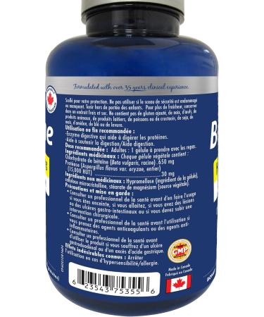 Naka Platinum Betaine HCL 650mg + Protease Digestive Support Made in Canada (150 vcaps) 150 count (Pack of 1) - Buy Online on GoSupps.com