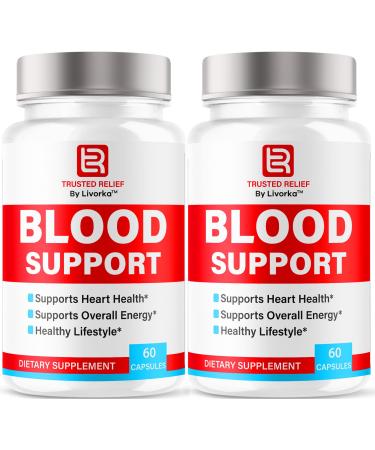 (2 Pack) Trusted Relief Blood Support Capsules - Official TrustedRelief Blood Support Vitamin Pills Natural Trusted Relief Advanced Premium Formula Wellness & Overal Health 120 Capsules For 2 Months
