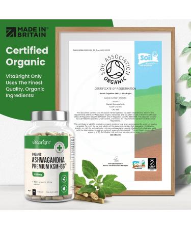 Organic Ashwagandha KSM-66 Capsules 550mg - 90 Vegan Capsules | High Concentration 10:1 Extract | 5% Withanolides | VitaBright UK - Buy Online on GoSupps.com