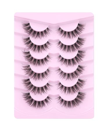 ALPHONSE Natural Wispy Cat Eye Lashes - Fluffy Faux Mink Strip 3D Fake Eyelashes - 16mm Clear Band for a Natural Look - International Shipping Available - Buy Online on GoSupps.com