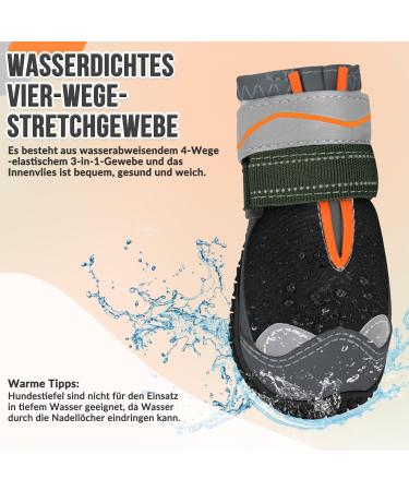 Slowton Waterproof Dog Shoes - Non-Slip Boots for Small & Medium Dogs | Reflective Velcro Fasteners | 4-Piece Set Size 6 (Black) - Buy Online on GoSupps.com