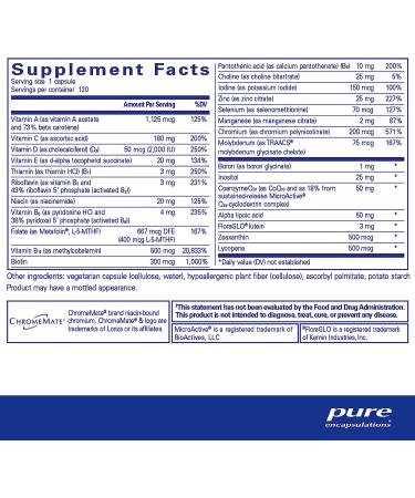 Pure Encapsulations O.N.E. Multivitamin with Antioxidant Complex for Vision, Cognitive Function, and Cellular Health | 120 Capsules - Buy Online on GoSupps.com