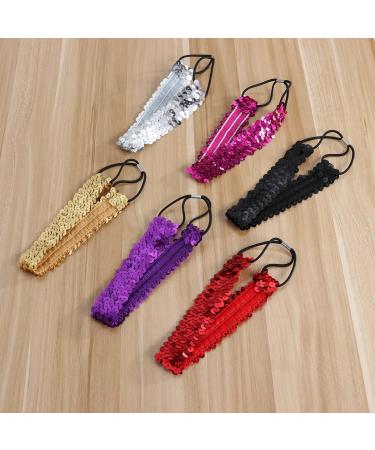 Lurrose 6pcs Glitter Hairbands | Sequin Headbands for Women & Girls | Elastic Hair Accessories | Random Colors | International Shipping - Buy Online on GoSupps.com