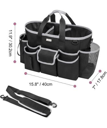 LoDird Cleaning Caddy Bag with 3 Compartments and Pockets - Black/Grey, Organizer for Supplies - Handle & Shoulder Strap, Multifunctional - Buy Online on GoSupps.com