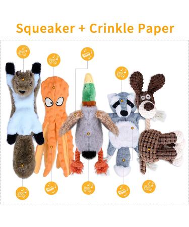 CITAMAMA Squeaky Dog Toys 5 Pack Plush Puppy Dog Toys Various Animals Shapes Training Toy Chew Toys for Puppy Small Dogs - Buy Online on GoSupps.com