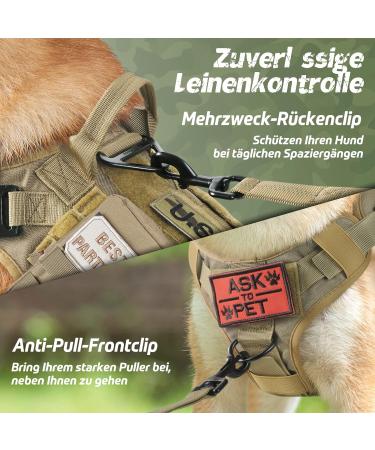 Rabbitgoo No Pull Dog Harness for Medium & Large Dogs - Tactical Vest with Handle & Metal Buckle Adjustable Padded Dog Vest for XL Brown - Premium Military Safety Design - Buy Online on GoSupps.com