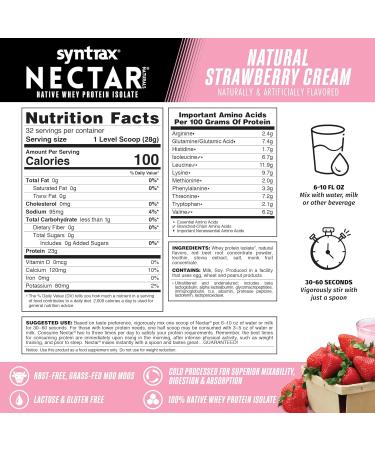 Buy Syntrax Nutrition Nectar Naturals 100% Whey Isolate Protein Powder - Natural Strawberry Cream 2 lbs | International Shipping Available - Buy Online on GoSupps.com