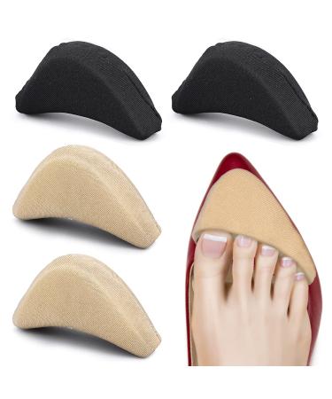 WLLHYF 2 Pairs Soft Sponge Adjustable Shoe Filler  Big Toe Plug Foot Brace Shoe Pads Unisex Shoe Too Big Inserts for High Heel Women Relief Foot Pain Reusable Make Big Shoes Fit Skin+black-2 Pairs