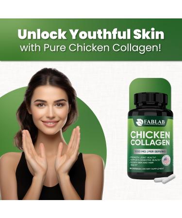 FabLab Chicken Collagen Type II Supplement - Nutritional Supplement for Joint, Nerve & Bone Support - Non-GMO, Anti-Aging Dietary Product with Hydrolyzed Peptides- 100 Capsules Chicken Collagen 100 capsules - Buy Online on GoSupps.com