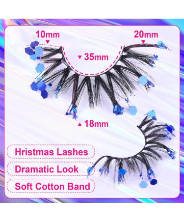 Glitter Lashes Christmas 5 Styles Mixed False Eyelashes - Dramatic Glitter Colored Faux Mink Strip Lashes Pack - Buy Online on GoSupps.com