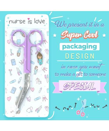 Nurse Love Nursing Scissors | Stainless Steel Purple Bandage Scissors for First Aid & Wound Care - Buy Online on GoSupps.com