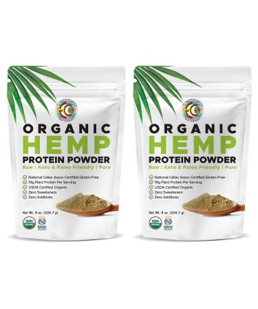 Earth Circle Organics Hemp Powder, Lab Tested 100% Gluten Free, Plant Based & Vegan Protein Powder - Perfect for Keto Diets, Meal Replacement Shakes, Sport Preworkout and Post Workout - 8 oz - 2 Pack 8 Ounce (Pack of 2)