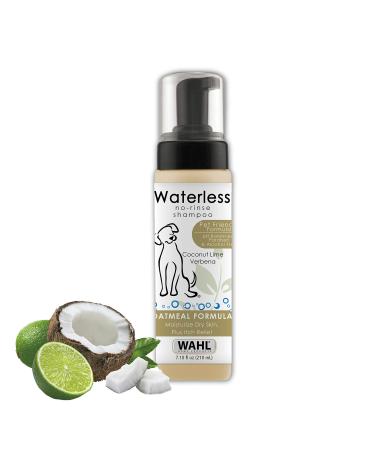Wahl Pet Friendly Waterless No Rinse Shampoo for Animals  Oatmeal & Coconut Lime Verbena for Cleaning, Conditioning, Detangling & Moisturizing Dogs, Cats & Horses  7.1 Oz - Model 820015A