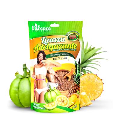 Farcom Flaxseed Fiber Supplement with Pineapple & Garcinia Cambogia Natural Digestive Support High Fiber Powder for Gut Health & Wellness 16 oz