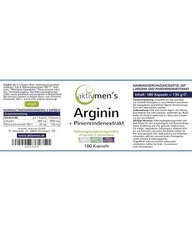 Activeisms Arginine Plus Pine Bark Extract - 180 Vegan Capsules for Active Men | High Dose L-Arginine & Pinus Pinaster | Expert Tested - Buy Online on GoSupps.com