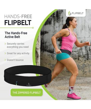 FlipBelt Zipper Running Belt - Medium Black | Fitness Fanny Pack for Men and Women | Non-Chafing Waist Band for Phone, Keys, Money | Moisture-Wicking Storage Belt by USA Company - Buy Online on GoSupps.com