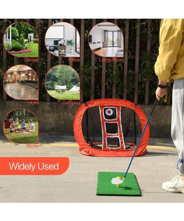 Pop Up Golf Chipping Net with Hitting Mat, Training Balls & Tees - Indoor/Outdoor Golf Accessories for Backyard Practice - 1-Pack - Buy Online on GoSupps.com
