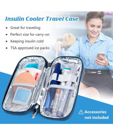 Youshares Insulin Cooling Bag with 2 Cooling Packs - Diabetic Travel Pocket & Accessories (Blue Camellia) - Keep Your Insulin Safe & Cool - Buy Online on GoSupps.com
