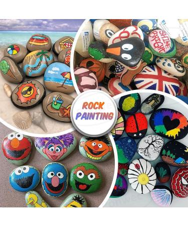 Ponwec 40PCS Smooth Unpolished Craft Rocks for Painting - Assorted Sizes and Shapes for Kids Painting Arts and School Projects - Gray - Buy Online on GoSupps.com