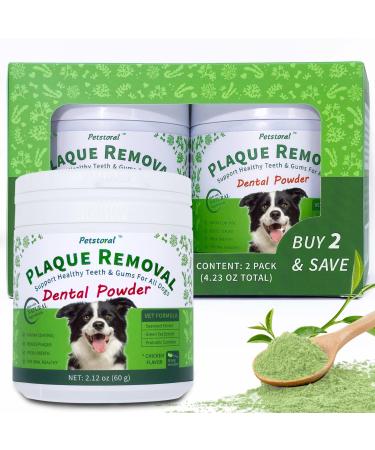 Petstoral Natural Dog Dental Powder Dog Dental Care - Plaque Remover and Bad Breath Treatment Healthy Gums & Fresh Breath for All Dogs and Cats (2)