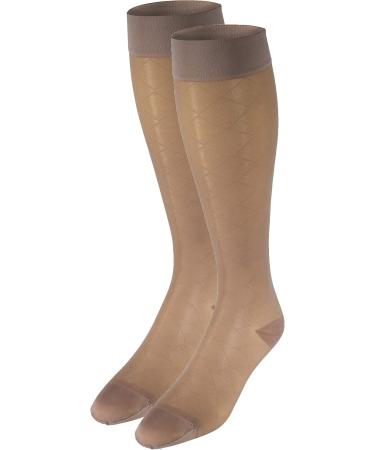 Truform Sheer Compression Stockings for Women - 15-20 mmHg Knee High Nude Diamond Pattern Small - Pack of 3 - Buy Online on GoSupps.com